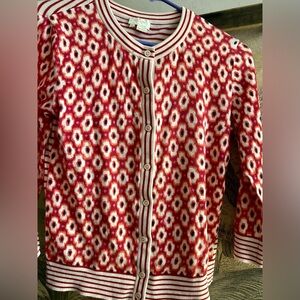 Kate Spade Cotton Cardigan Sweater Multi Print SZ Small